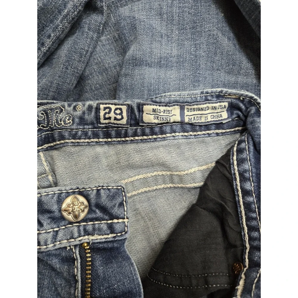 Miss Me Women's Blue Jeans, Size 29 (29x31), Mid-Rise, Skinny Fit, Denim - Picture 12 of 16
